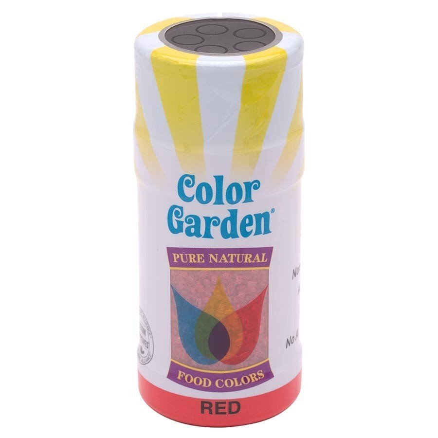 Цветные красные натуральные кристаллы сахара в контейнере на 3 унции