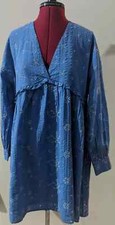 Zara Light Blue Long Sleeve Embroidered Short Dress Size S RRP £49.99