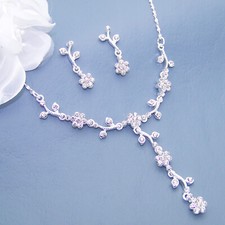 $2 each LOT of 36 Crystal Necklace Sets Bridal Wedding NEW in Pkg 8 STYLES