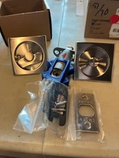 Emtek 2135US15 Square Tubular 2-1/2" Privacy Pocket Door Lock - Satin Nickel