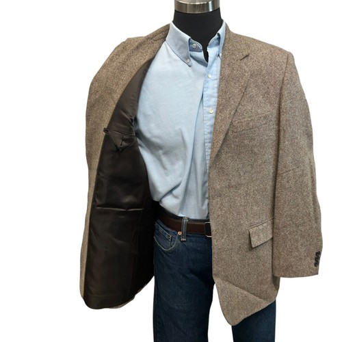 40R/44R John Blair wool Tweed Suit Jacket Sport Coat Blazer Brown Speckle New - Picture 6 of 14