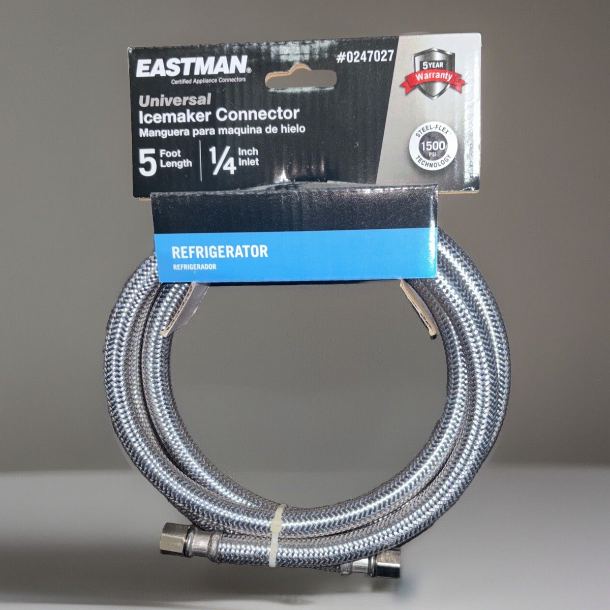 NEW - EASTMAN Ice Maker Connector [0247027] Stainless Steel 5' (L