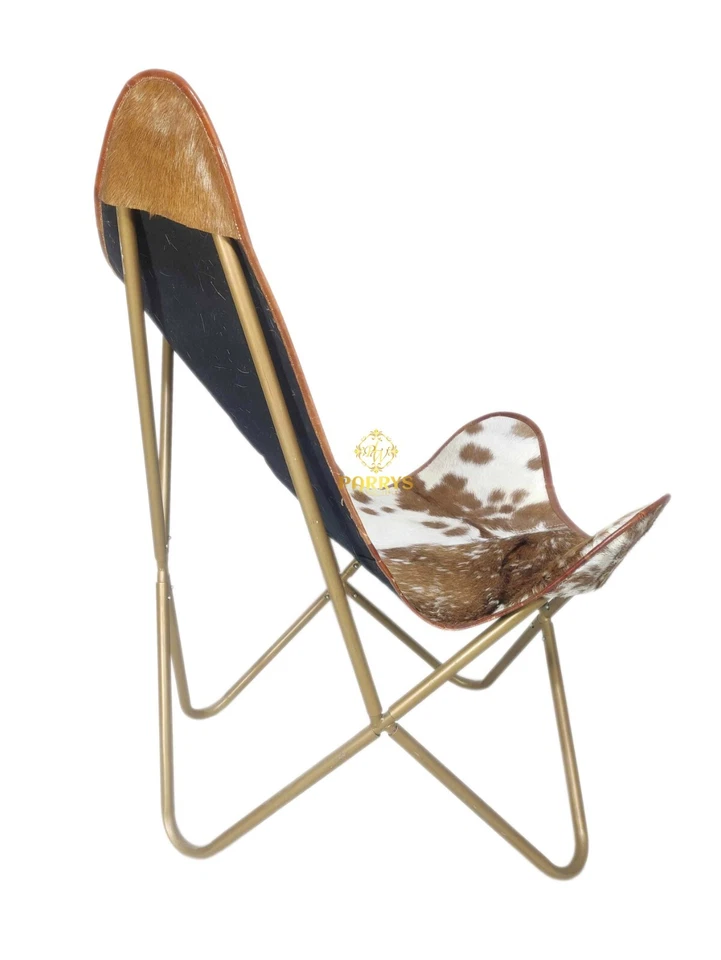 Artigianato Pelle Farfalla Sedia Con Originale Indiano Bkf Vacchetta Copertura - Immagine 3 di 4