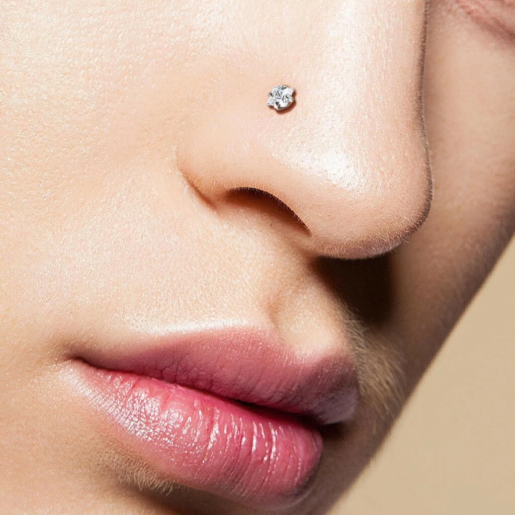 Silver diamond nose online stud