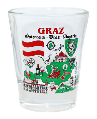 GRAZ AUSTRIA LANDMARKS AND ICONS COLLAGE SHOT GLASS SHOTGLASS