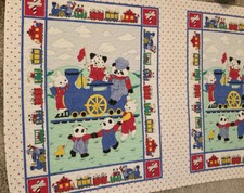 Vintage panda trains Bunny Quilted Baby Blanket 38X63