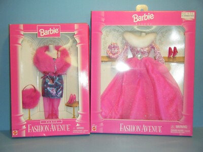 BARBIE FASHION AVENUE PINK FUR DRESS & PINK WHITE FUR GOWN (FREE SHIPPING)  | eBay