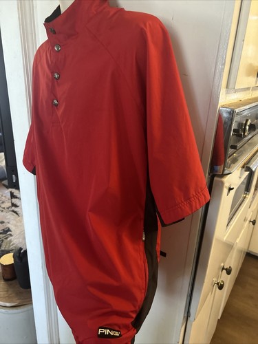 Ping Golf Pullover Lined Rain Wind 1/4 Snap Short Sleeve Men's L Red/Black - Picture 2 of 9