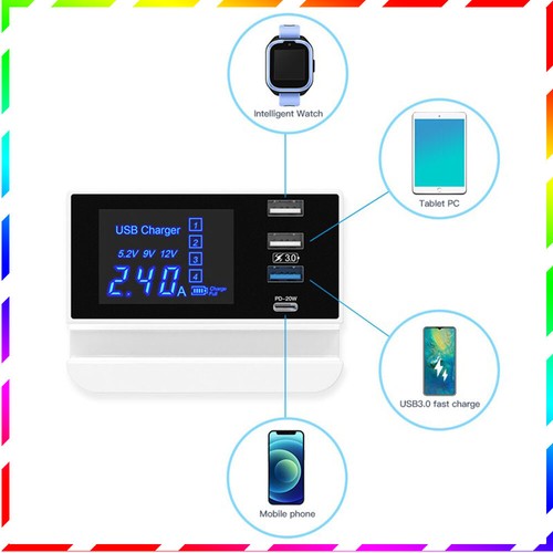 Multi-port USB PD 5V/9A smart digital display charging station mobile charging - 第 3/12 張圖片