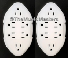 (2) 6 Outlet Electrical Socket Adapter Cover Oval 6-Way Wall Plug Power Splitter