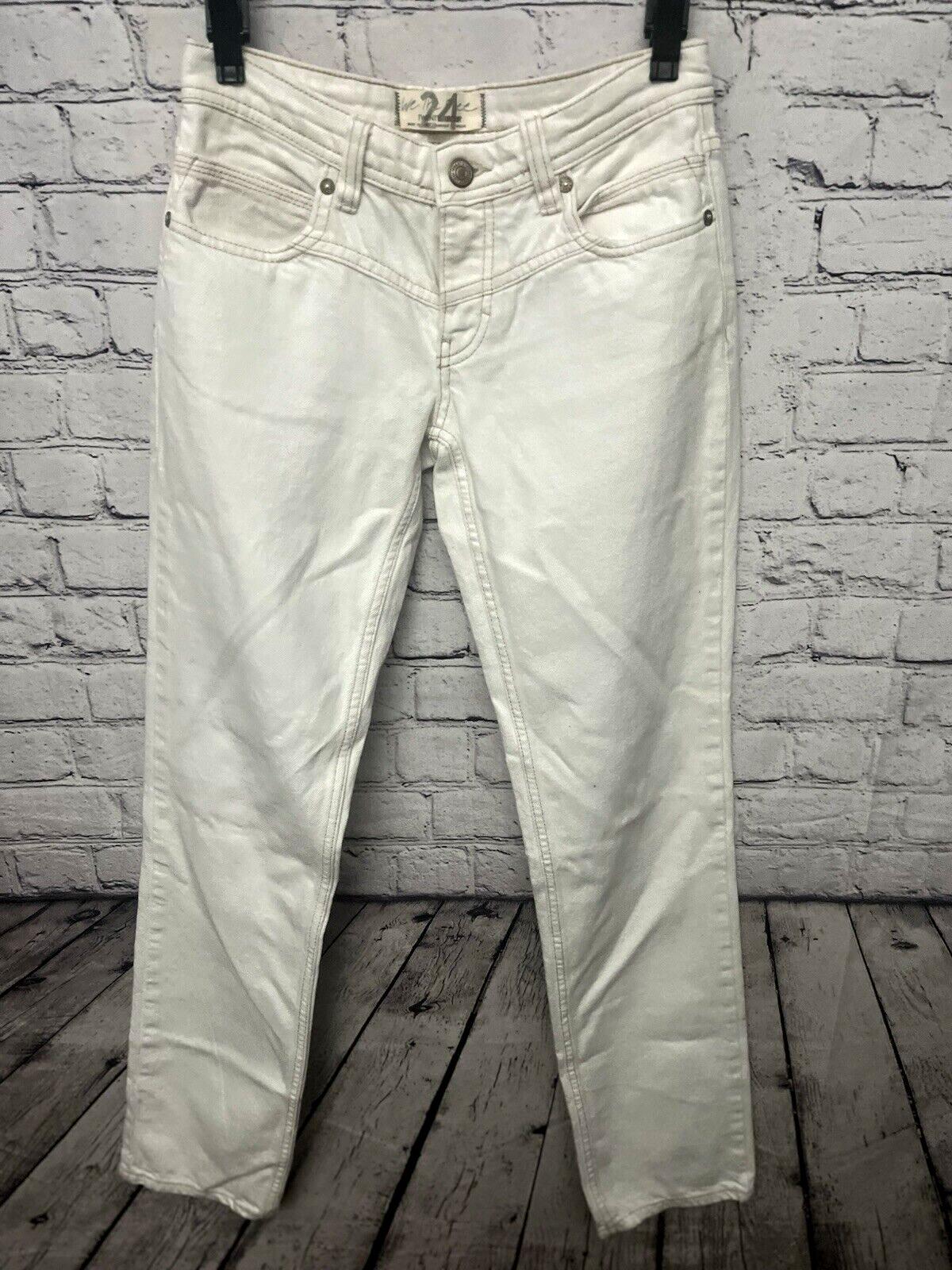 We The Free Button Fly Slim Straight Jeans White Size 24 Inseam 31