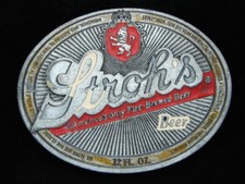 OC11131 VINTAGE 1985  STROH'S BEER  BREWING COMPANY PEWTER BELT BUCKLE