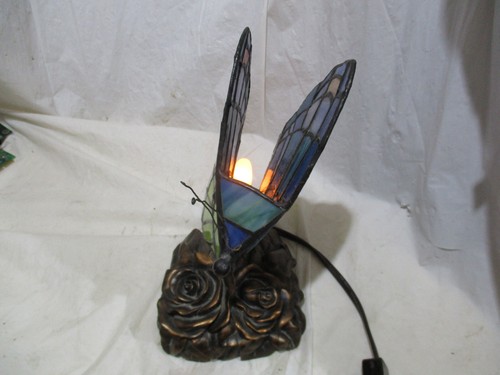 Tiffany Style Night Light Stained Glass Butterfly Vintage 6"W*7"D*9"H - Picture 7 of 9