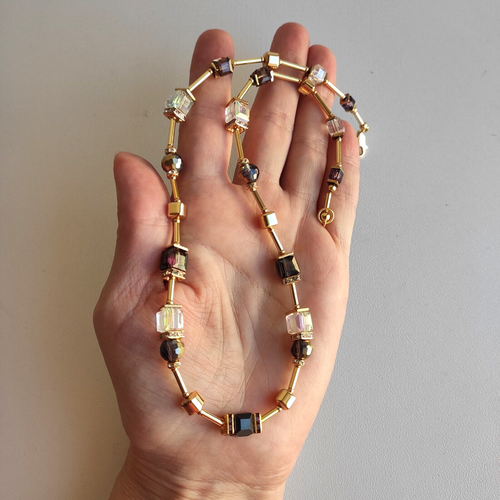 New Hand crafted Set Necklace Earrings Style Hypoallergenic Spain Gold Crystal - Picture 3 of 12