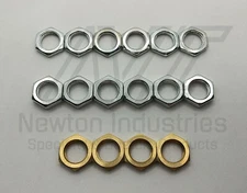 6pcs M10x1.0 Thin Hex Jam Nut - 3mm & 4mm Thick - Steel Zinc, Brass - Lamp Posts