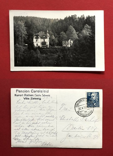 Foto AK RATHEN Sächsische Schweiz 1950 Pension Carolsfeld Villa Zeissig ( 61216