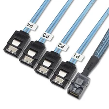 Sonilco Internal HD Mini SAS Cable SFF-8643 to 4 SATA Digital Black Cord 2 Ca...