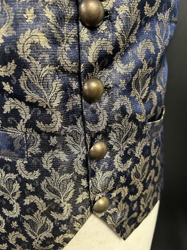 Vest Gothic Steampunk Dark Blue / Bronze Brocade Waistcoat /Cravat Set 38/40” - Foto 5 di 7