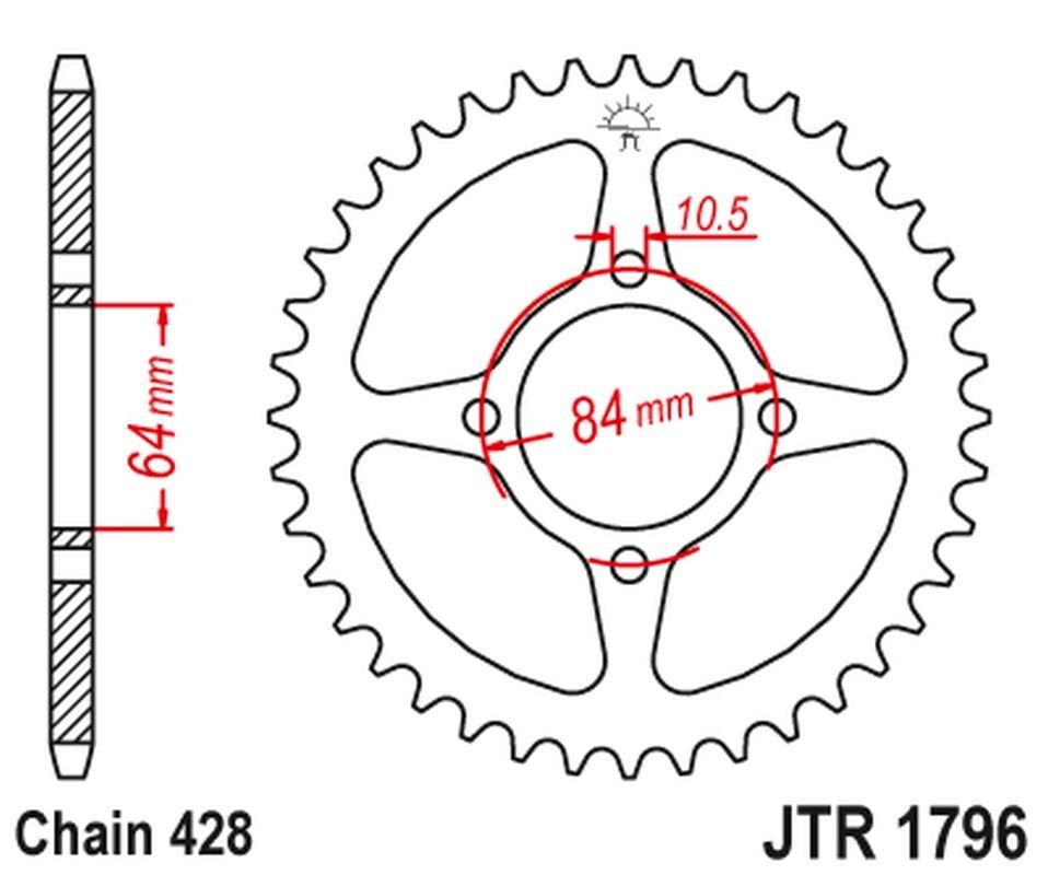 Pignon arrière JT 4467 anti usure 51 dents pour chaîne Suzuki RV 125