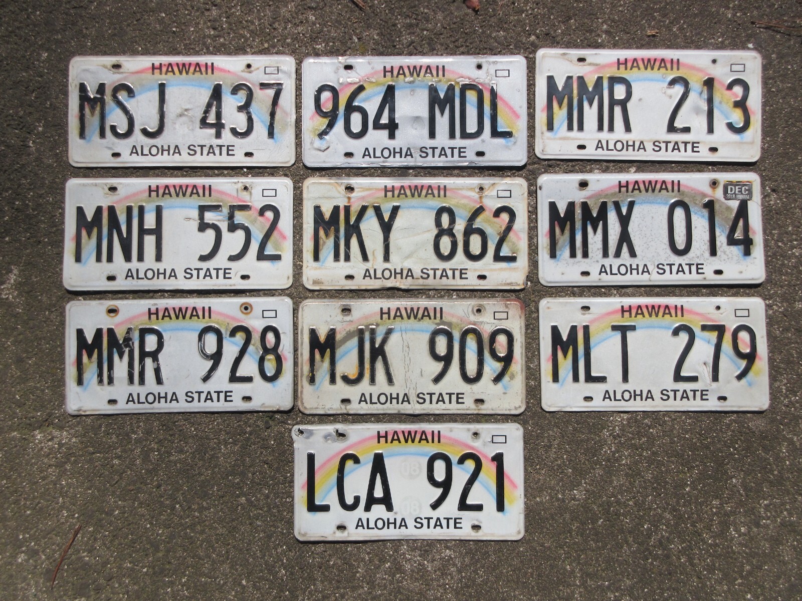 Bulk Lot of 10 Hawaii Rainbow License Plate Plates Aloha State HI Lot