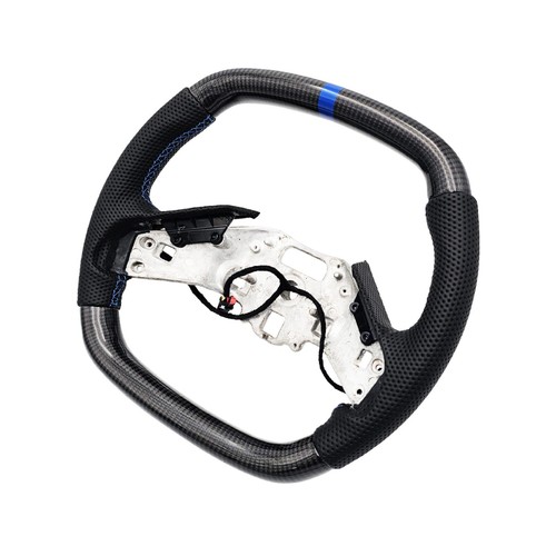 REVESOL Real Carbon Fiber Steering Wheel for 2020+ Corvette C8 Blue HEATED New - Picture 3 of 5