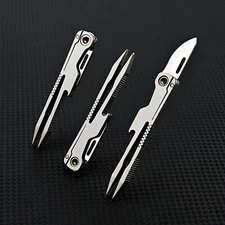 EDC Titanium Alloy Multi Tools Tweezers Opener Pocket Outdoor Folding Knife