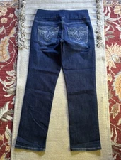 Jag Jean Pull-On Stretchy Straight leg Embroidered Pockets Women’s 12 NEW NWOT