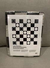 Lawn Checkers Crate & Barrel Black and White Pieces and Jumbo Rug Outdoor Game