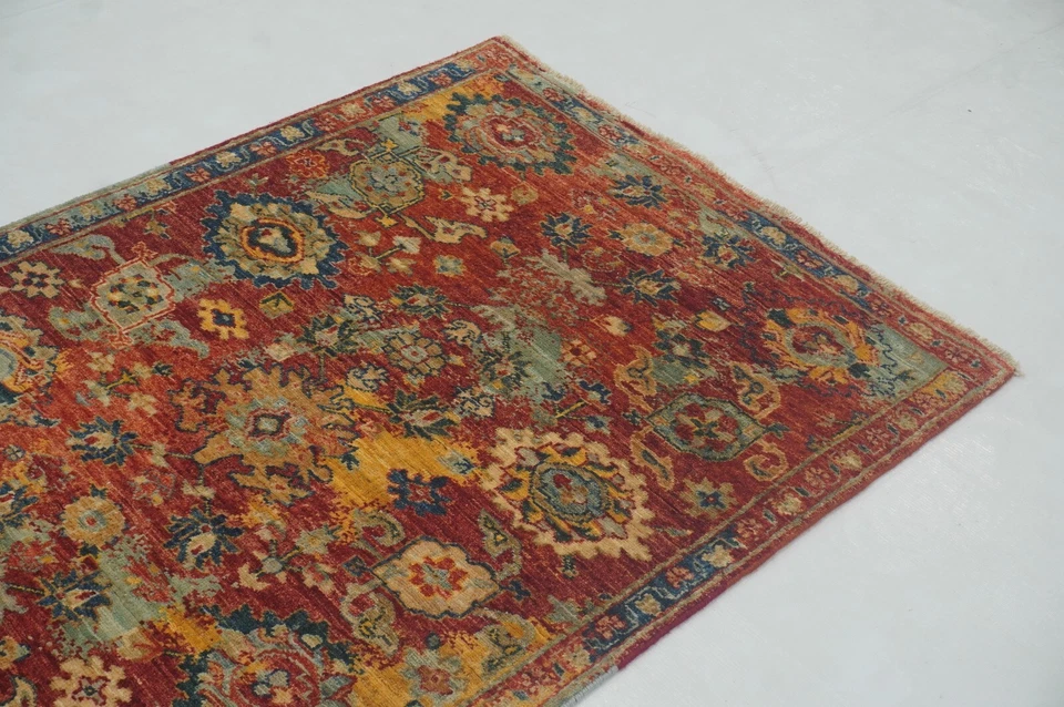 3 x 6 ft Red Bidjar Modern Oriental Afghan Hand Knotted Transitional Area Rug - Image 4 of 4