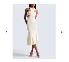 #2209 Alexander McQUEEN Slashed Harness rib-knit dress sz small