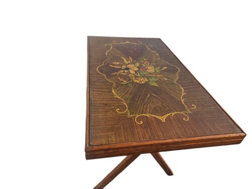 MCM Sturdy 1950s Folding Card Game Table TV Tray Solid Wood Frame - Picture 4 of 19
