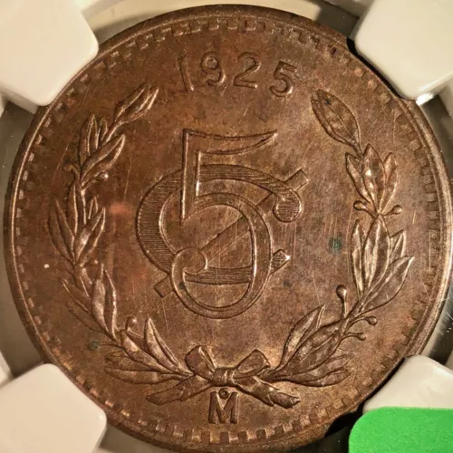1925 Mexico 5 Centavos NGC MS 63 BN KM 422 (C402)