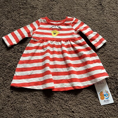 BNWT M&S Baby Girls 0-3 Months Red Multi Long Sleeved T-Shirt - Main Image