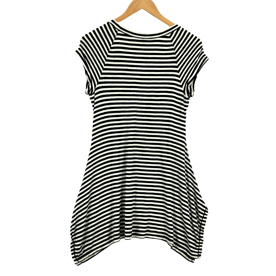 Top largo para mujer Max Edition blanco y negro a rayas mezcla de lino rayón talla pequeña Foto 2 de 4