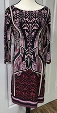 Nine West Dress Women’s Size 4 Red Black Pink  Raspberry  Bodycon Excellent B34