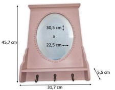 Miroir Mural Baroque Rose - Reproduction Ancienne 45x38 Cm - Neuf - Style Vintage