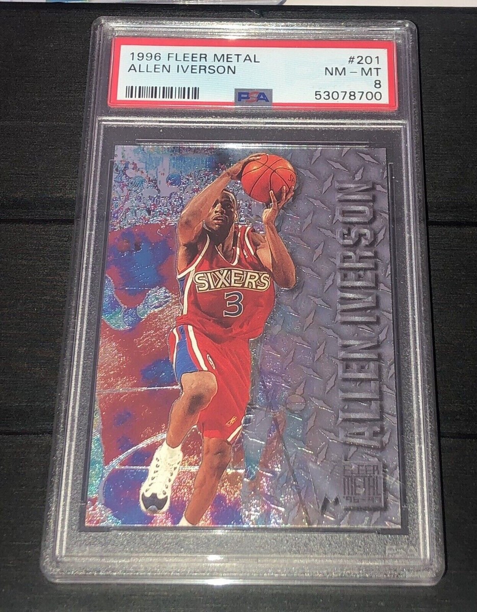 1996 ALLEN IVERSON FLEER Metal RC #201 ROOKIE PSA 8- 