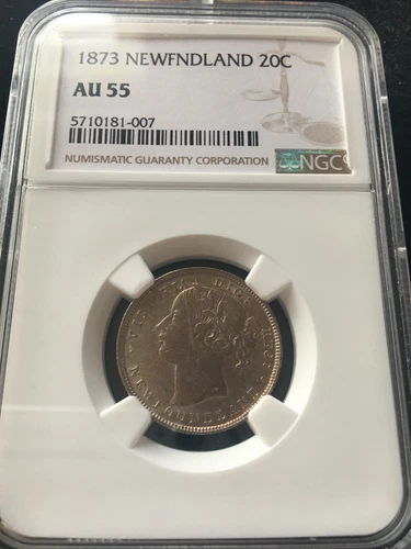 1873  NGC Graded Newfoundland, ¢20 Twenty Cent**AU-55** 