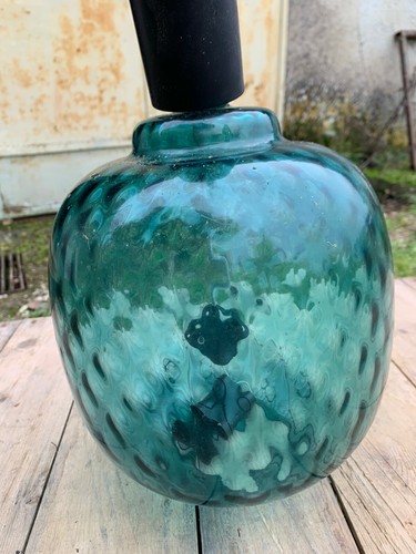 LAMPADARIO VETRO VERDE AZZURRO USATO DA SISTEMARE - Foto 4 di 8