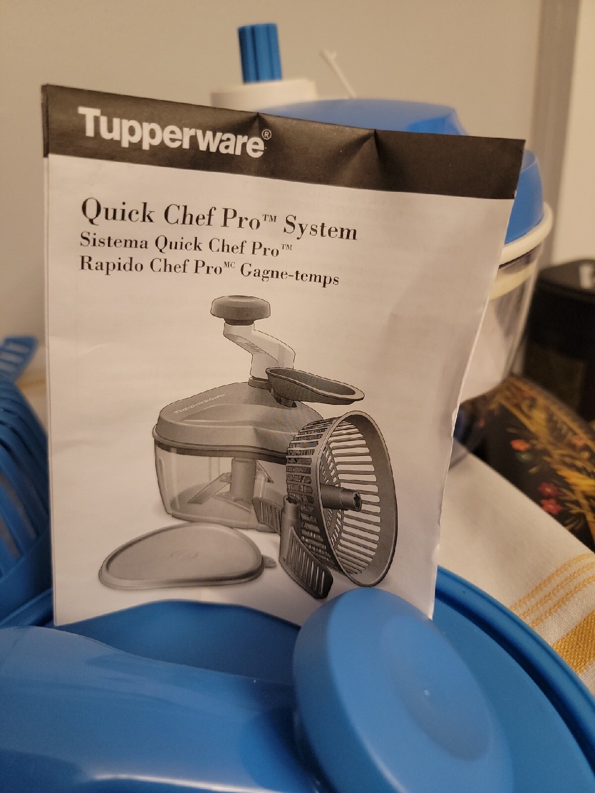 Tupperware Quick Chef Pro System Manual Food Processor in Raindrop Blue Complete
