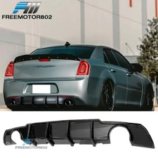 Fits 15-23 Chrysler 300 Gloss Black PP 4 Larger Fins Rear Bumper Diffuser