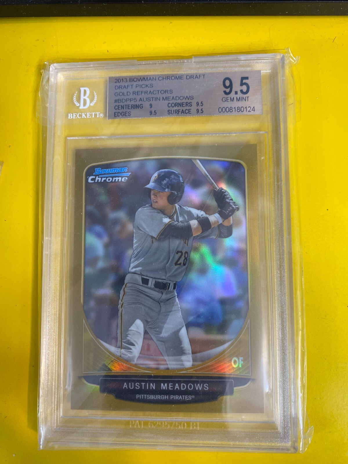 RS12326  2013 Bowman Chrome Draft Gold Refractor Austin Meadows #37/50 BGS 9.5