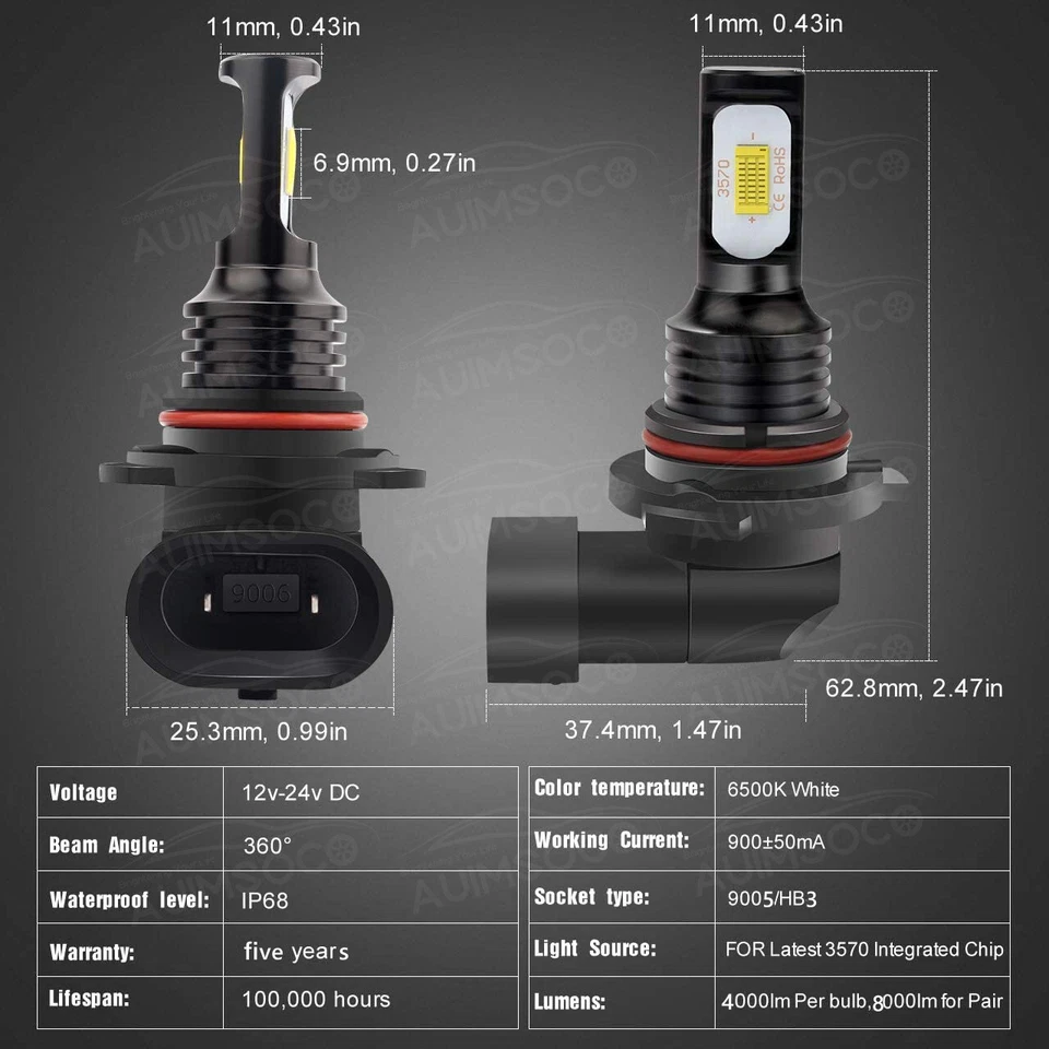 Kit de bombillas LED blancas de haz alto/bajo 9005 9006 para Honda Accord 2003-2007 Foto 4 de 4