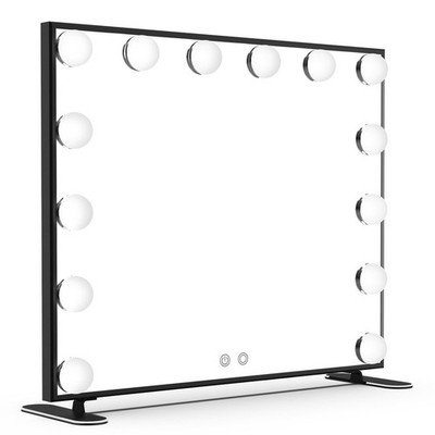 Nitin Hollywood Vanity Mirror with Lights, Black Lighted Makeup Mirror with 1...