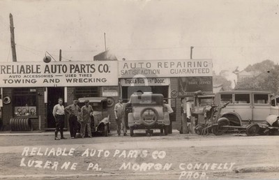 Gas Station Reliable Auto Parts Luzerne PA 1930s RPPC Photo Postcard COPY