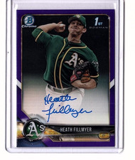 Heath Fillmyer 1st 2018 Bowman Chrome Prospect Purple Refractor SP 137/250 Auto
