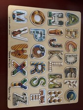 Melissa  Doug Wooden Base ABC Alphabet Art Puzzle Plastic Letters