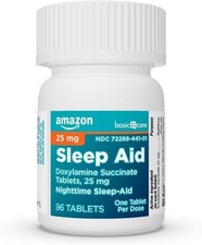 Basic Care Sleep Aid, Doxylamine Succinate Tablets 25mg 96 Count
