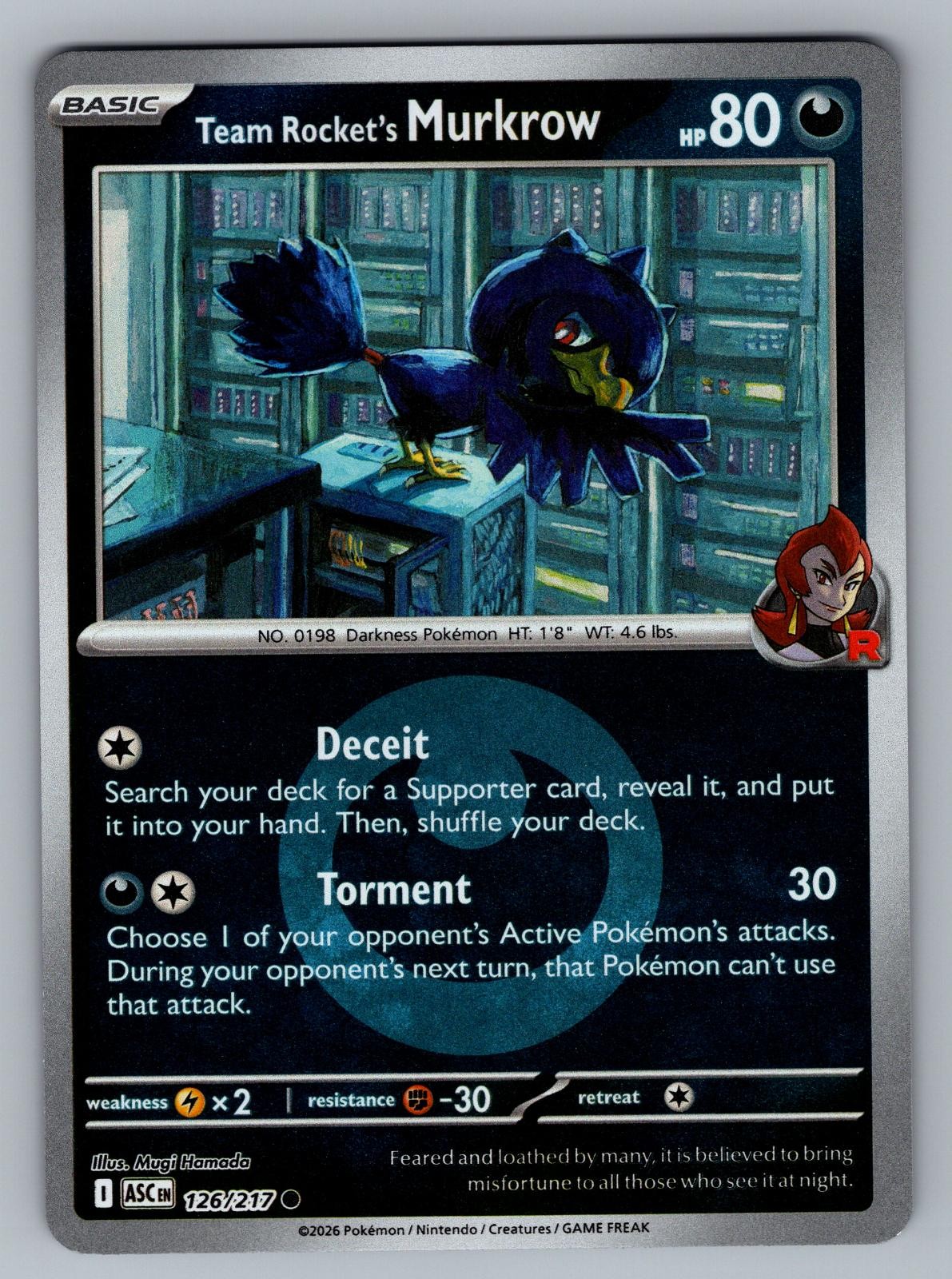 Team Rocket's Murkrow (Energy Symbol Pattern) 126/217 Holo Ascended Heroes NM