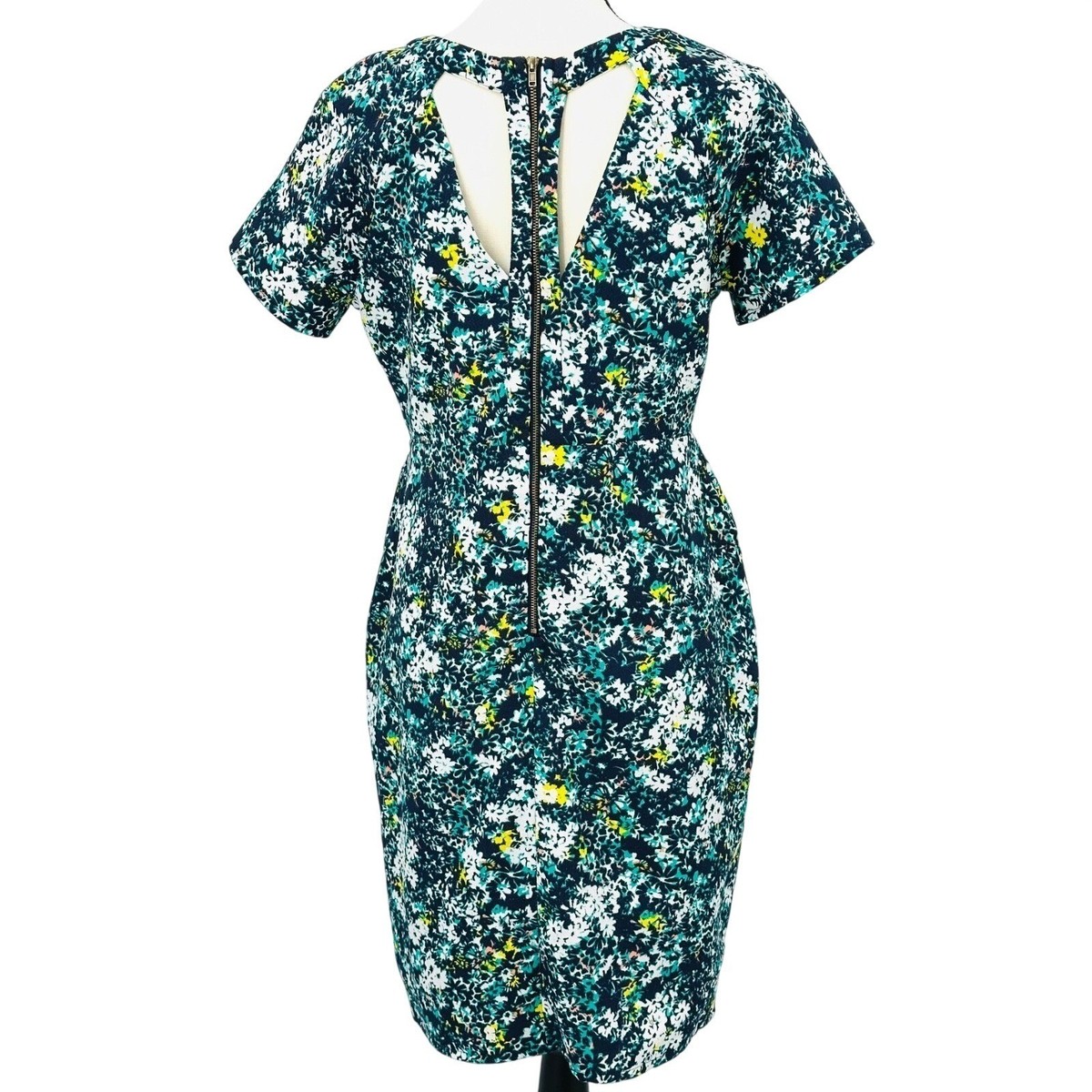 CREATIVE COMMUNE Cut-Out Shift Dress Green Floral Short Sleeve Women's Medium View 2